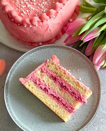 Raspberry Heart Shaped Cake