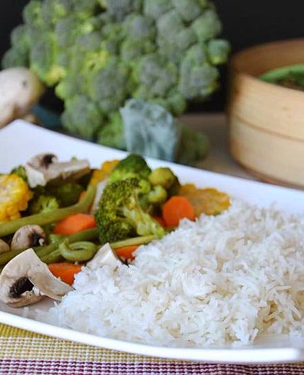 Riso e verdure al vapore