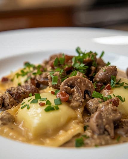 Creamy Mushroom & Leek Ravioli