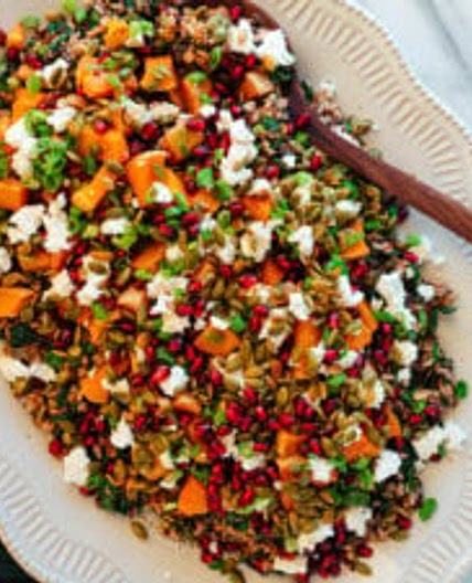 Roasted Butternut Squash, Pomegranate and Wild Rice "Stuffing"