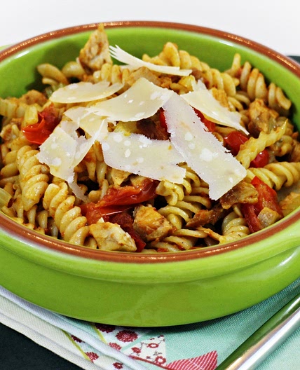 Quick Leftover Pork Pesto Pasta