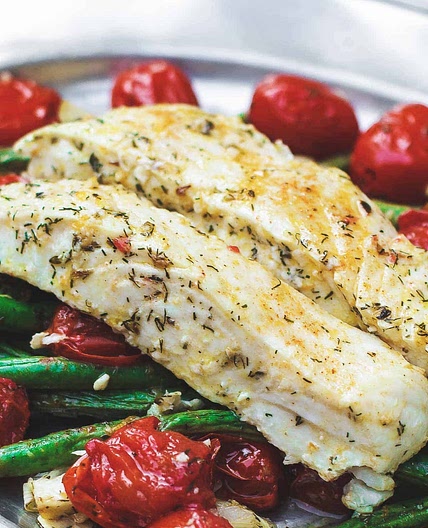 One-Pan Baked Halibut Recipe with Vegetables