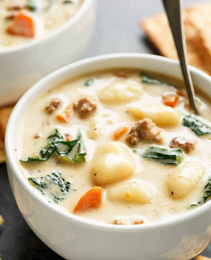 Slow Cooker Creamy Gnocchi Sausage Kale Soup