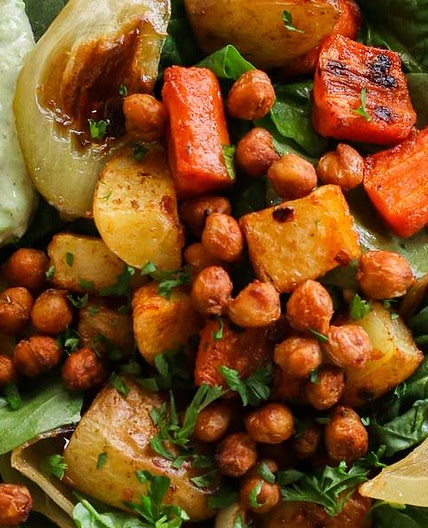 Roasted Vegetable Salad with Crispy Chickpeas