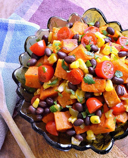 Roasted Sweet Potato Salad with Black Beans