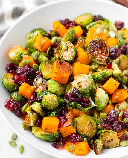 Roasted Butternut Squash and Brussels Sprouts