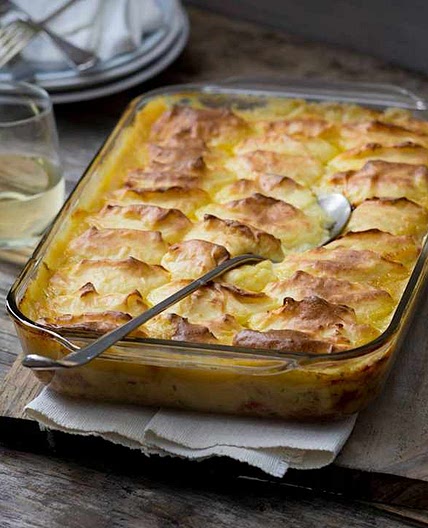 Fish pie with mashed potato topping