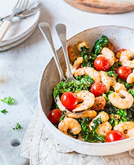 Oven-Roasted Shrimp and Kale