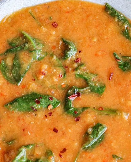 Red Lentil & Spinach Soup