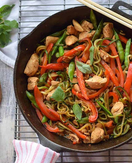 Chicken Thai Basil with Zucchini Noodles