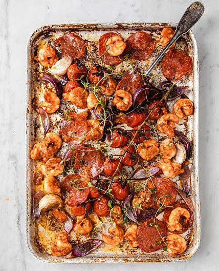 Sheet Pan Shrimp with Crispy Pepperoni