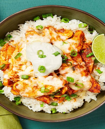 Jumpin’ Jack Chicken Bowls with Rice, Sour Cream & Lime