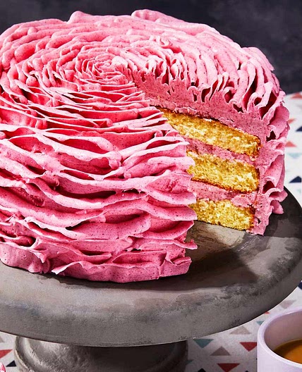 White Cake With Berry-Italian Meringue Buttercream Frosting