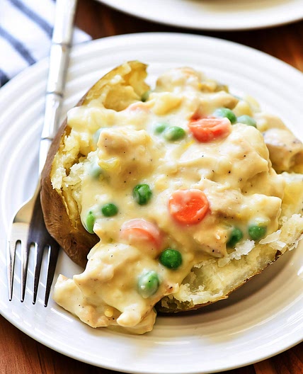 Chicken Pot Pie Baked Potato