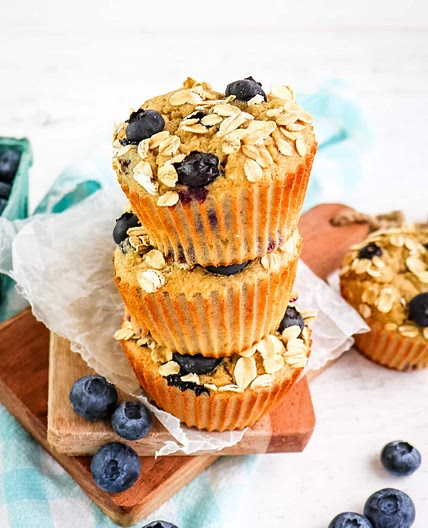 Banana Blueberry Oatmeal Muffins