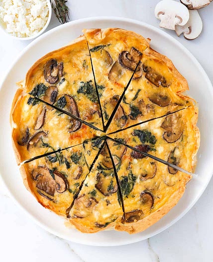 Spinach Mushroom Feta Quiche