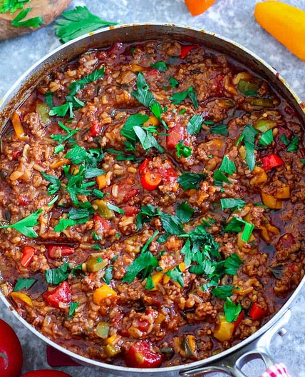 Unstuffed Peppers with Ground Beef