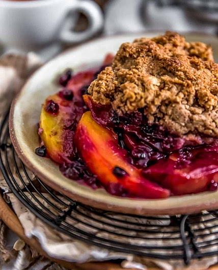 Peach Blueberry Biscuit Cobbler