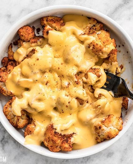 Spicy Roasted Cauliflower with Cheese Sauce