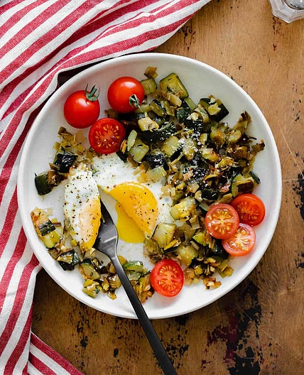 Leek and Zucchini Egg Skillet