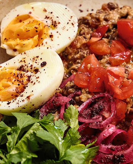 Crushed Lentils With Tahini & Soft-Boiled Eggs (Adas Medames)