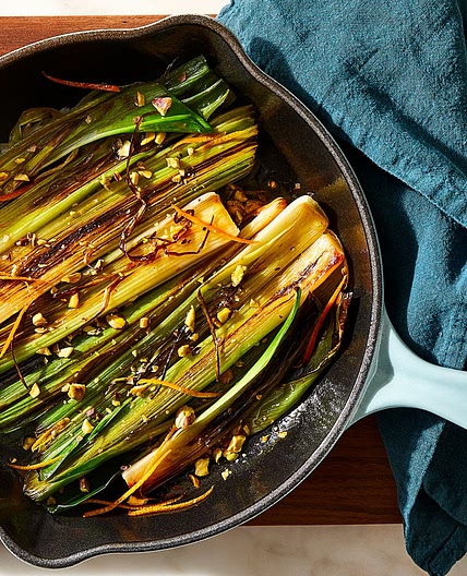 Bourbon-Braised Leeks With Pistachios