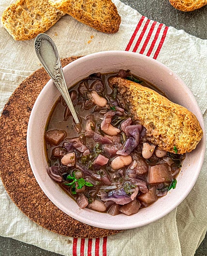 Tuscan Red Cabbage Soup with Beans