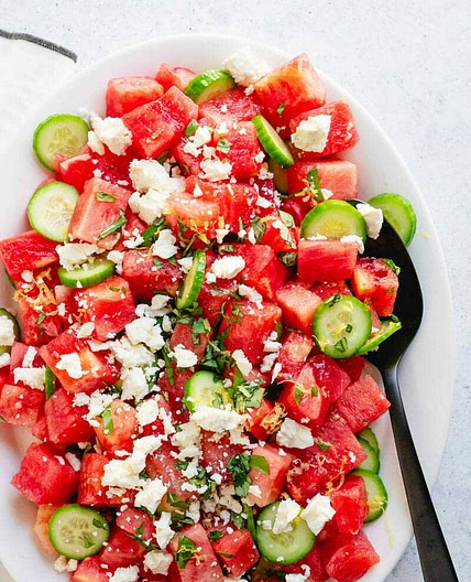 Watermelon Cucumber Salad