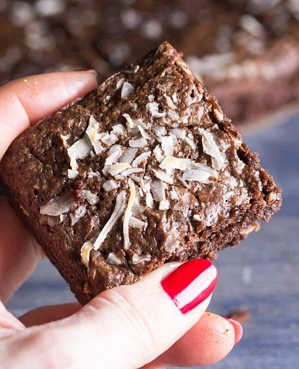Toasted Almond Coconut Fudge Brownies