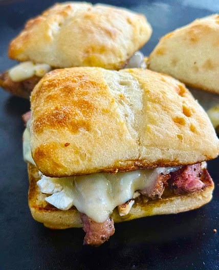 Blackstone Pesto Goat Cheese Steak Sandwiches