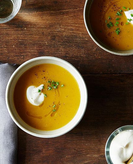 Thomas Keller's Butternut Soup with Brown Butter, Sage, and Nutmeg Crème Fraîche