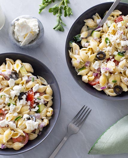 Greek Pasta Salad with Creamy Dressing