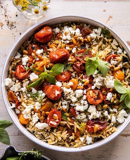 Roasted Tomato Basil and Feta Orzo
