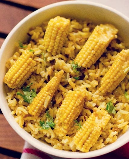 Baby Corn Rice | Baby Corn Pulao