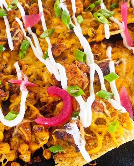 Blackstone Chicken and Corn Nachos