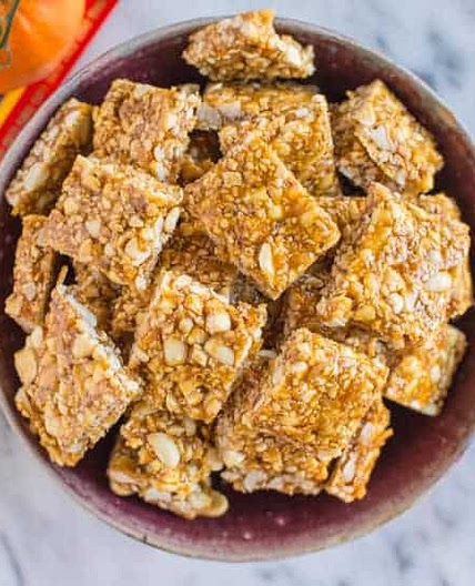 Peanut Sesame Ginger Brittle