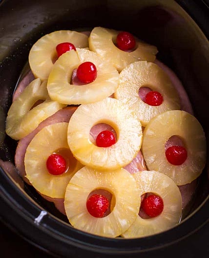 Slow Cooker Ham Steaks and Pineapple Rings