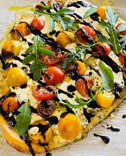 Tomato Burrata Pesto Flatbreads