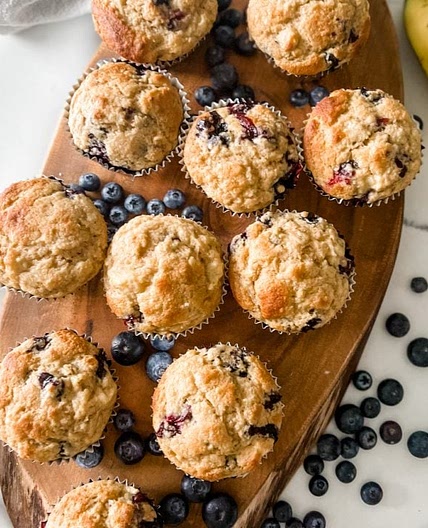 Easy Lightened Up Banana Blueberry Muffins