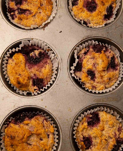 Vegan Blackberry Muffins (One-Bowl Method)