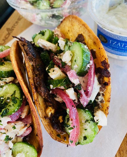Blackstone Smashed Greek Tacos