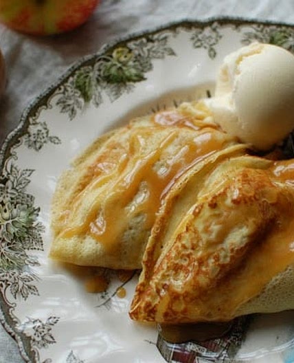 Apple Crepes with Caramel Sauce