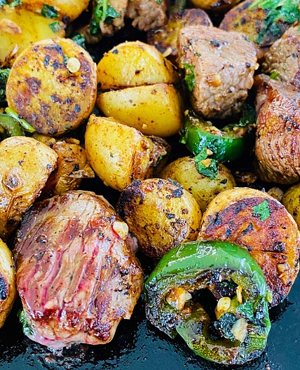 Blackstone Cilantro Lime Steak and Potatoes