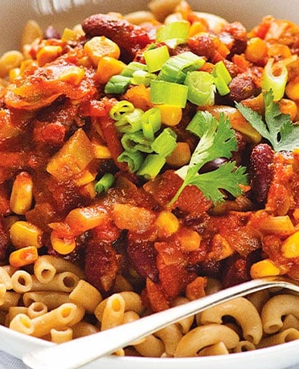 Favorite Bean & Corn Chili With Pasta