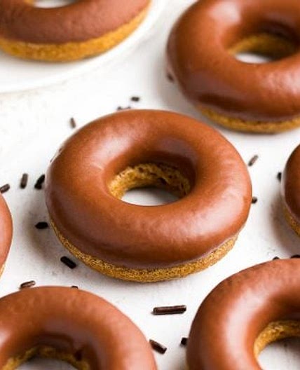 Healthy Pumpkin Donuts with Chocolate Glaze