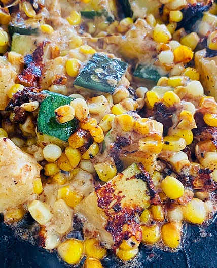 Blackstone Creamy Parmesan Corn and Zucchini