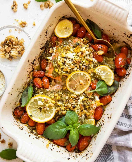 Lemon Basil Pesto Salmon Recipe