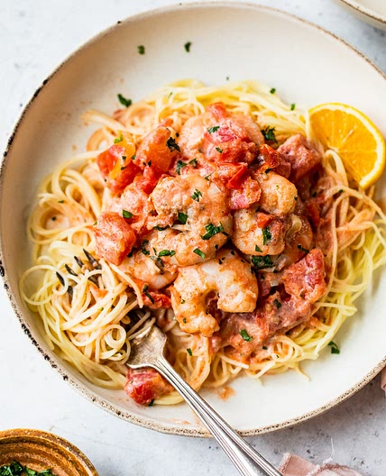 Angel Hair with Shrimp and Tomato Sauce