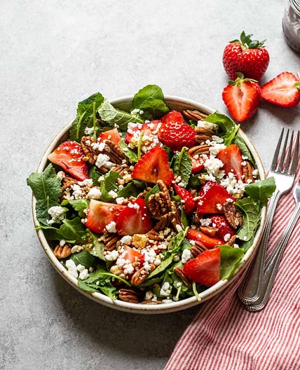 Kale and Strawberry Salad with Pecans