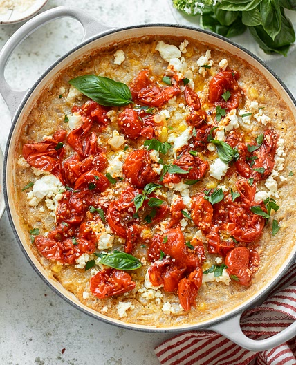 Baked Polenta Skillet with Saucy Tomatoes